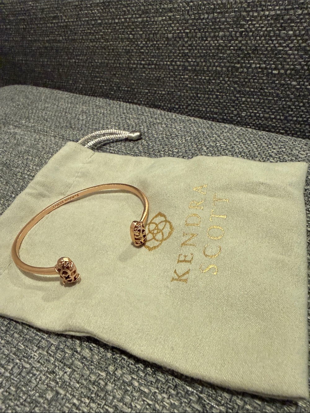 Kendra Scott Rose Gold Open Cuff Bracelet with Filigree End Caps, EUC